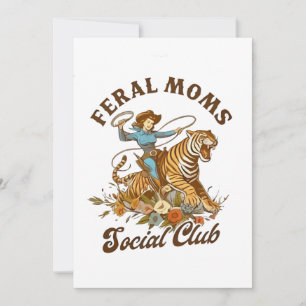 Invitation Feral Mom Social Club Funny Retro Boho Cowgirl