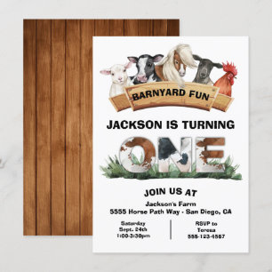 Invitation Ferme Animaux Barnyard Rustique Signal Anniversair