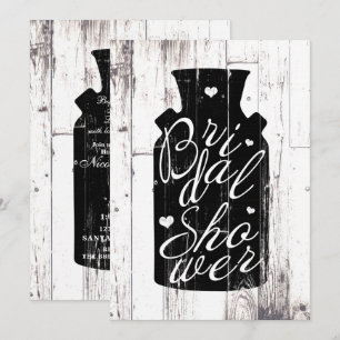 Invitation Ferme Bois blanc Rustique Lait Jug Fête des mariée