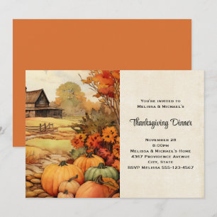 Invitation Ferme citrouille automne récolte Thanksgiving