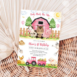 Invitation Ferme d'animaux de naissance Oink Baa Quack Moo