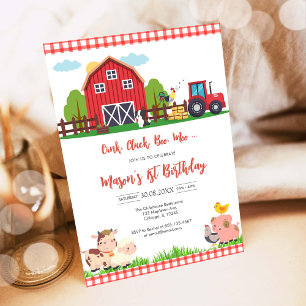 Invitation Ferme d'animaux de naissance Oink Baa Quack Moo