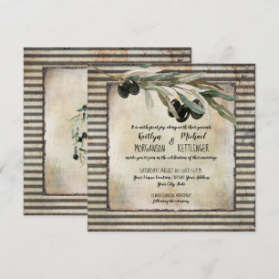 Invitation Ferme d'aquarelle à feuilles d'olive rustique Vint