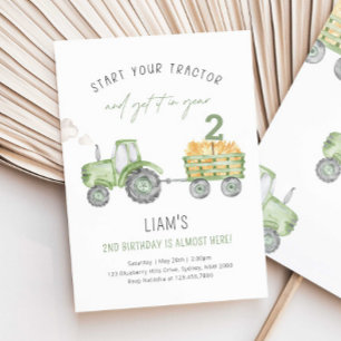 Invitation Ferme de tracteurs verts Anniversaire Toute fête d