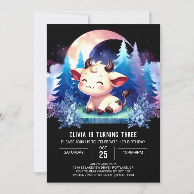 Invitation Ferme Enfants Vache Anniversaire (Devant)