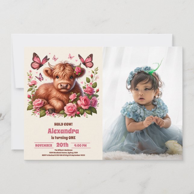 Invitation Ferme Florale Sainte-Vache Highland 1er anniversai (Devant)