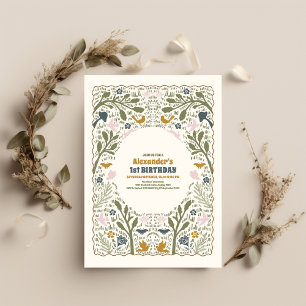 Invitation Ferme rustique verte boisée 1er anniversaire