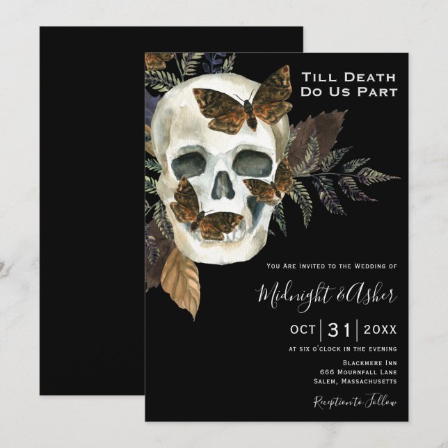 Invitation Fermes du crâne jusqu'à la mort nous Mariage parti (Devant / Derrière)