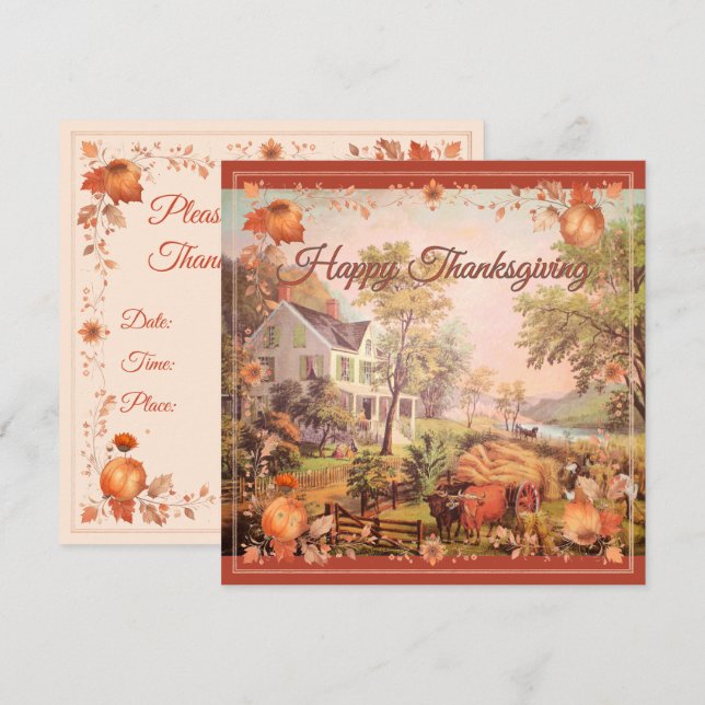 Invitation Fermiers de Thanksgiving Récolte à domicile (Devant / Derrière)