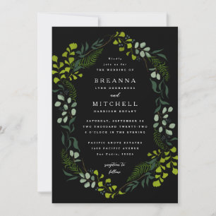 Invitation Fern Eucalyptus Mariage noir