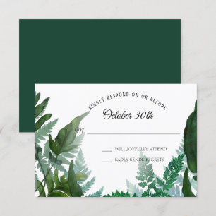 Invitation Ferns Forest Foliage Feuilles de verdure RSVP Mari