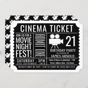 Invitations Faire Part Cartes Anniversaire De Soiree Cinema Zazzle Ca