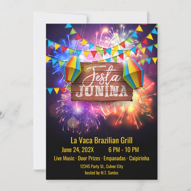 Invitation Festa Junina Fireworks (Devant)