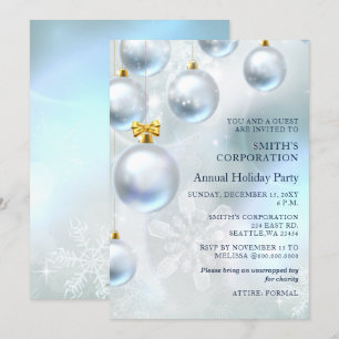 Invitation Festif Bleu Noël Entreprise Fête En