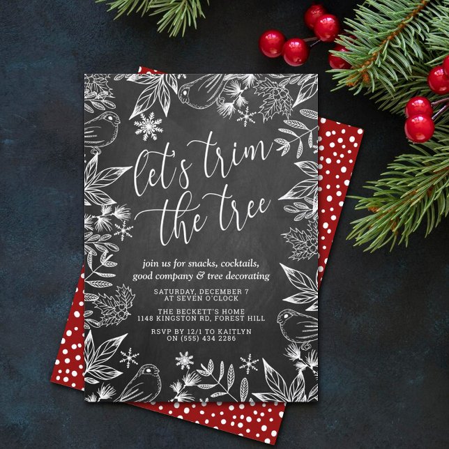 Invitation Festif Chalkboard Tree Trimming Party (Créateur téléchargé)