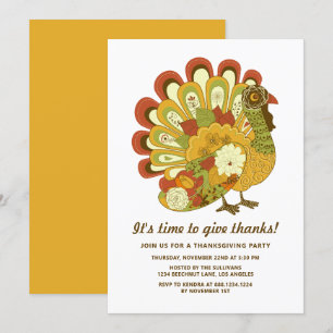 Invitation Festif coloré Floral Turquie Thanksgiving Dîner