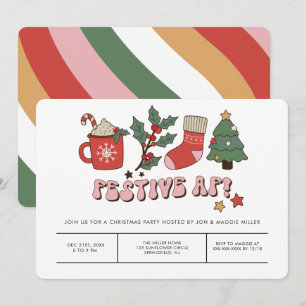 Invitation Festif coloré Retro Noël fête