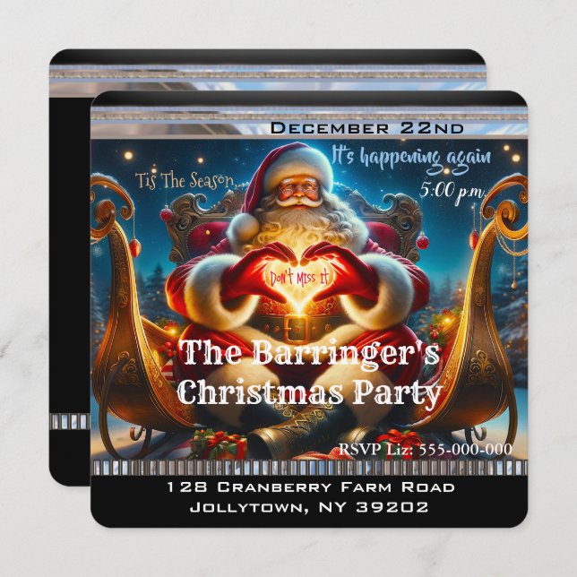 Invitation Festif d'hiver de père Noël (Devant / Derrière)