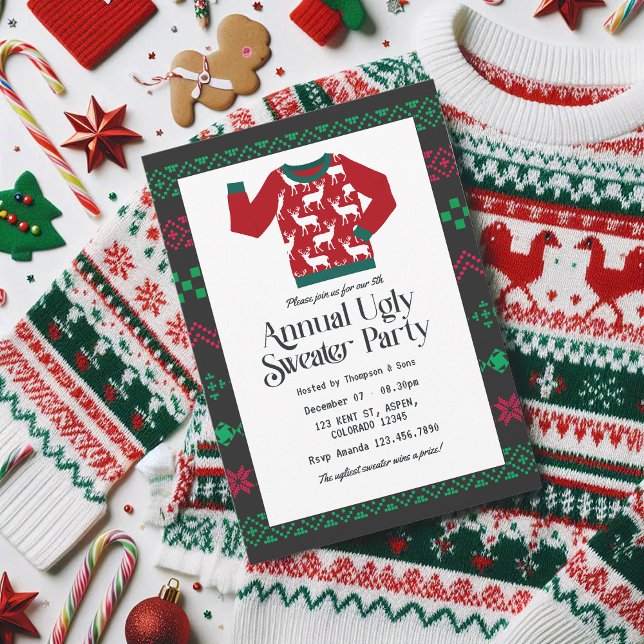 Invitation Festif Entreprise laide Sweater Noël Bash (Festive Corporate Ugly Sweater Christmas Bash Invitation)