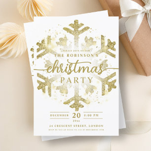 Invitation Festif Gold Winter Fête de Noël