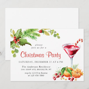 Invitation Festif Holly Berry Wreath Fête de Noël