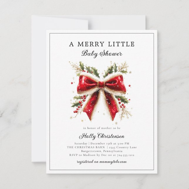 Invitation Festif Joyeux Petit Baby shower de la boue de Noël (Devant)
