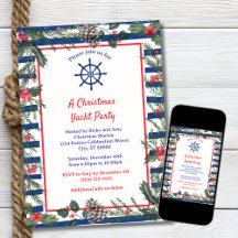 Festif moderne Bleu rayé Noël Yacht Party