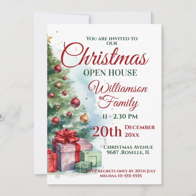 Invitation Festif Noël Open House (Devant)