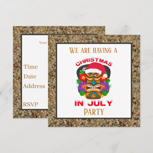 Invitation Festif Noël plage de fête tiki juillet Napkin (Devant / Derrière)