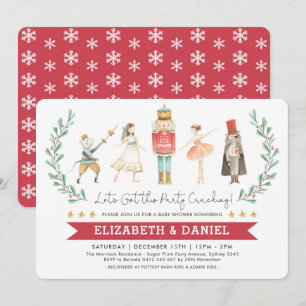 Invitation Festif Nutcracker Baby shower Noël