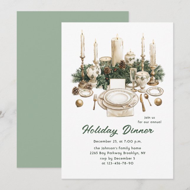 Invitation Festif Pays Boho Noël Dîner de Noël (Devant / Derrière)