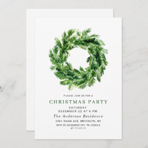 Invitation Festif Pine Branche Wreath Fête de Noël