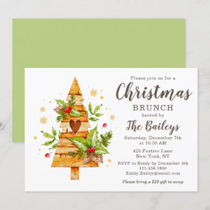 Invitation Festif Rustique Noël Fête Brunch de Noël