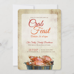 Invitation Festin de crabes Dîner de fruits de mer côtiers Ru