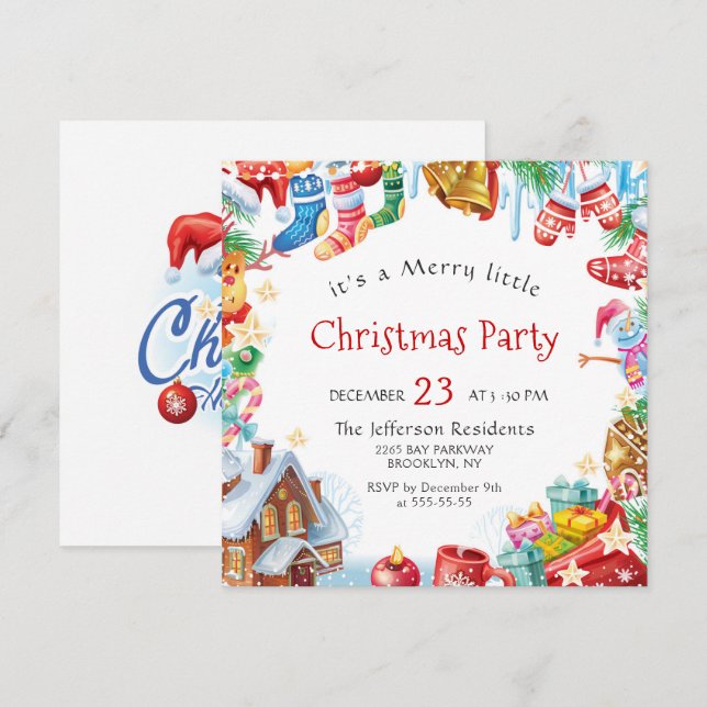 Invitation Festin Funny Joyeux Petit Noël Fête Fête (Devant / Derrière)