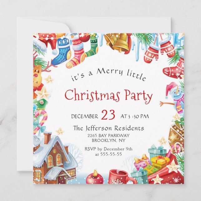 Invitation Festin Funny Joyeux Petit Noël Fête Fête (Devant)