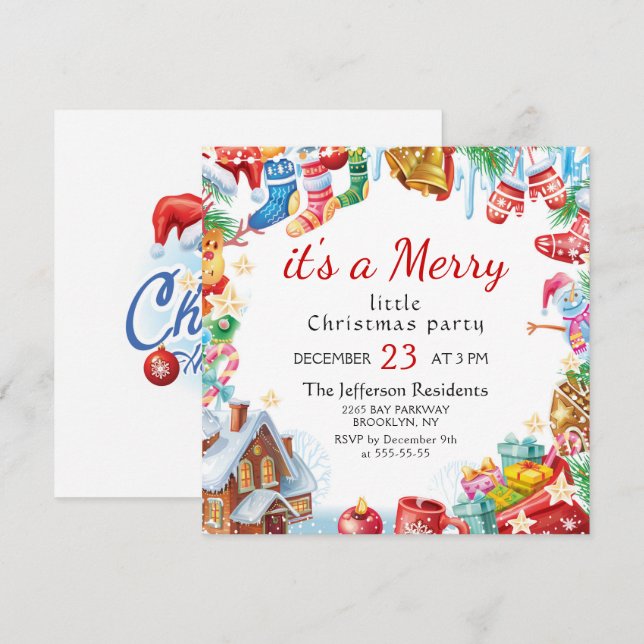 Invitation Festin Funny Joyeux Petit Noël Fête Fête (Devant / Derrière)