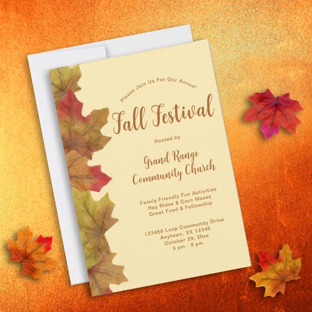 Invitation Festival d'automne rustique Feuilles d'automne (Fall Festival Rustic Invitation)