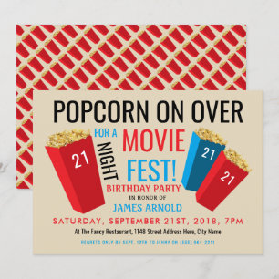 Invitation Festival de la nuit de cinéma, boîte de pop-corn f