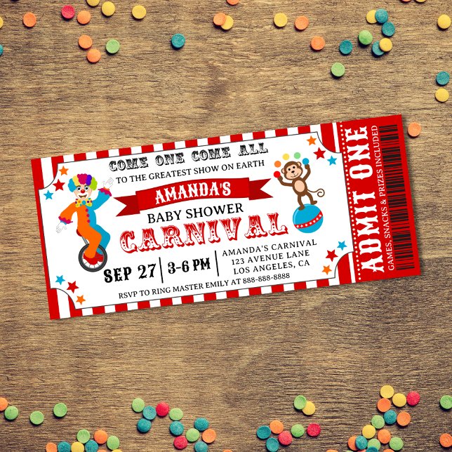 Invitation Festival du Carnaval de cirque Baby shower (Créateur téléchargé)