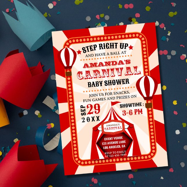 Invitation Festival du Carnaval de cirque Baby shower (Créateur téléchargé)