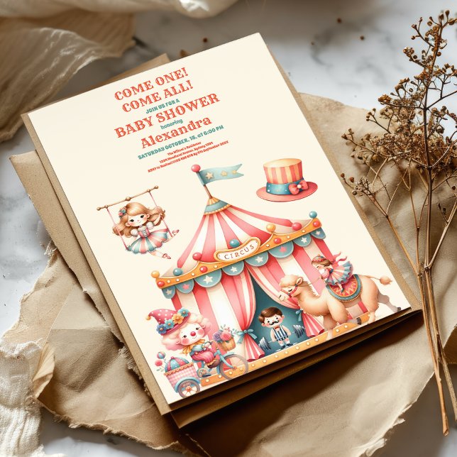 Invitation Festival du Carnaval de cirque Baby shower (Créateur téléchargé)