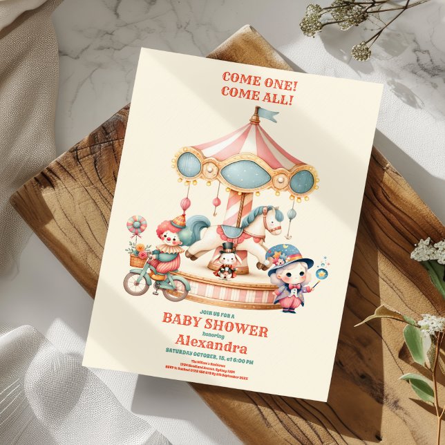 Invitation Festival du Carnaval de cirque Baby shower (Créateur téléchargé)