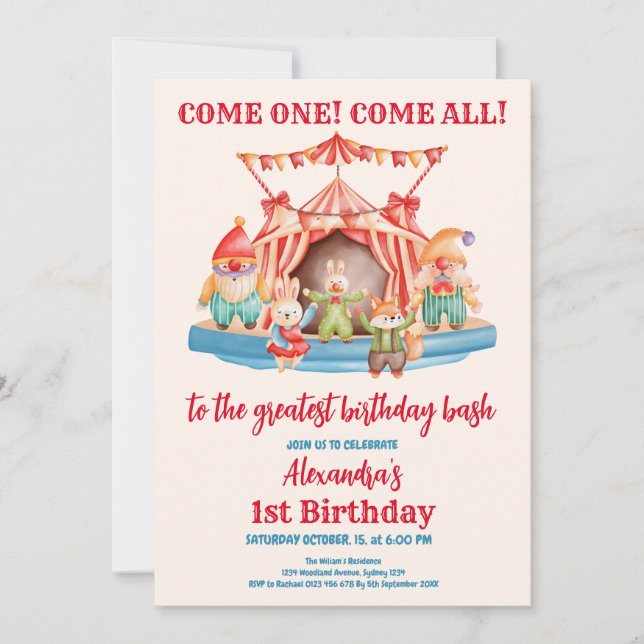 Invitation Festival du Carnaval de Cute Circus 1er anniversai (Devant)