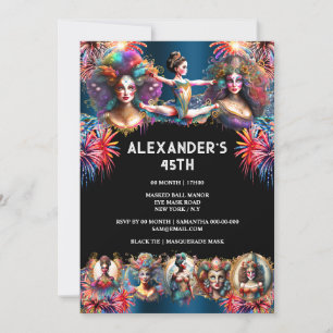 Invitation Festival feux d'artifice carnaval spectacle cirque