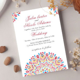 Invitation Festival Mandala Mariage Aquarelle Mexique