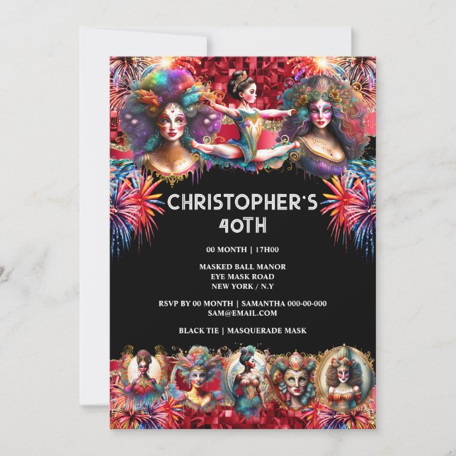 Invitation Festival showmen carnaval fête cirque thème fun (Devant)