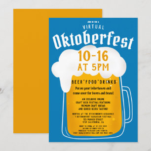Invitation Festival virtuel de la bière Oktoberfest, fête bav