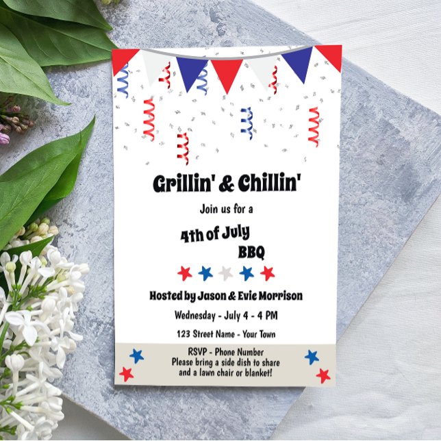 Invitation Festive 4 juillet BBQ (Créateur téléchargé)