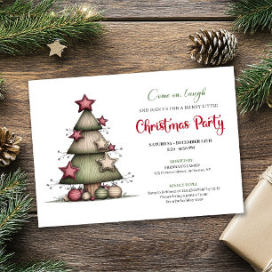 Invitation festive arbre de Noël aquarelle fantais